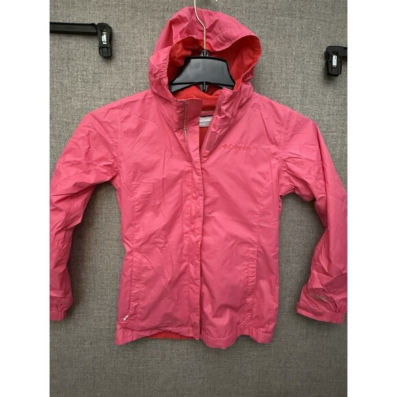 Columbia Girls Raincoat Sz M Medium 10-12 Hot Pink Rain Jacket omni Tech - Picture 1 of 8